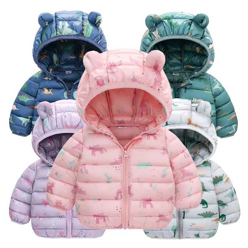 Down Coat Childrens down jacket lightweight cotton padded jacket cartoon for boys and girls warm cotton padded jacket for autumn and winter H241010
