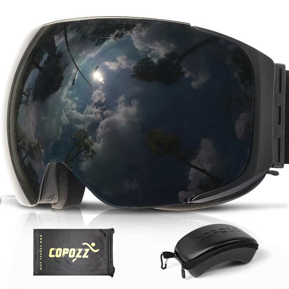 COPOZZ brand magnetic ski goggles with 100% anti fog UV400 dual lens protection for men and womens ski goggles CL241010