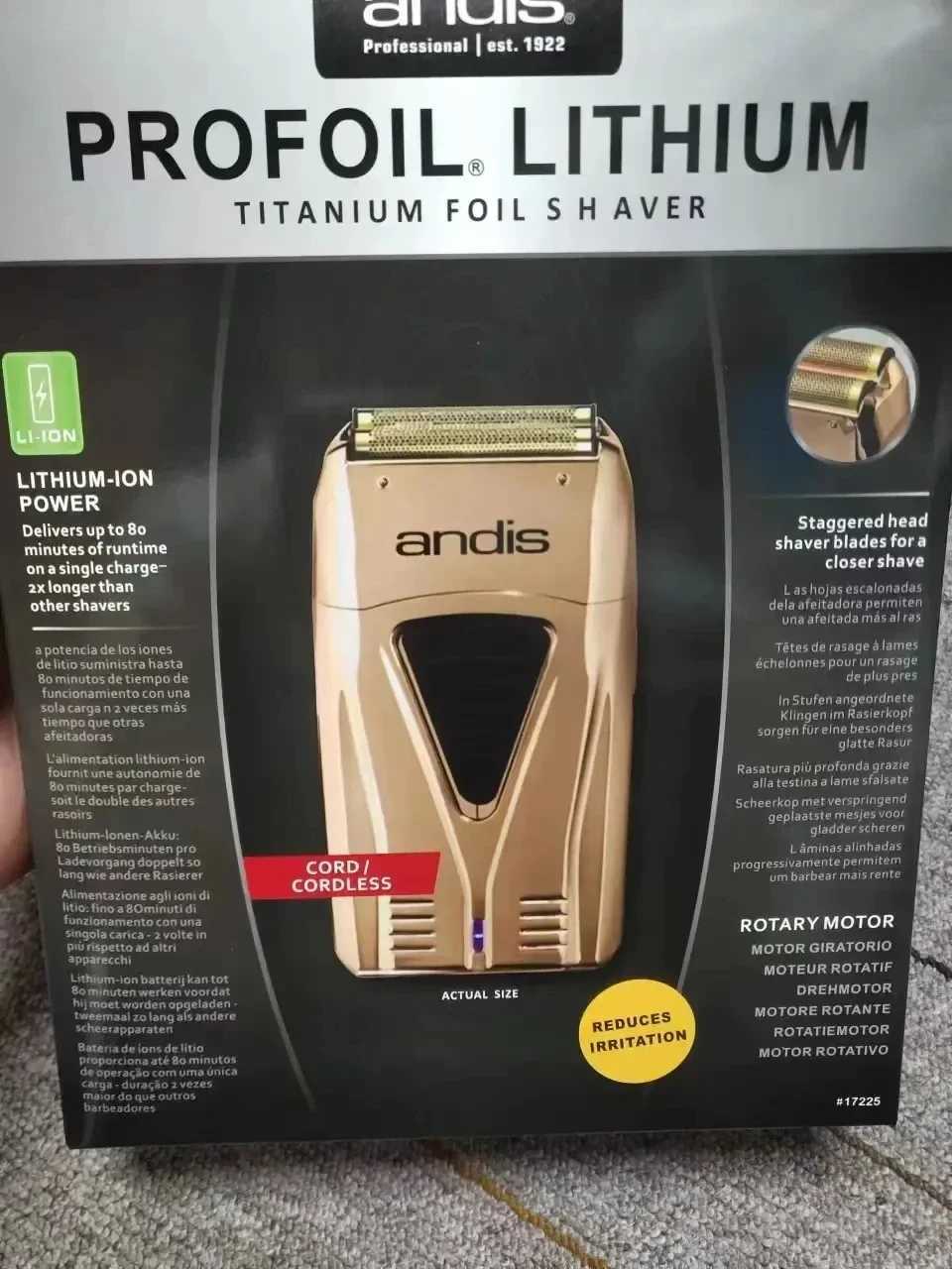 Original Andis Profoil Lithium Plus 17200 Hair Clipper Electric Shaver Mens Beard Short Section Shaver W2410109
