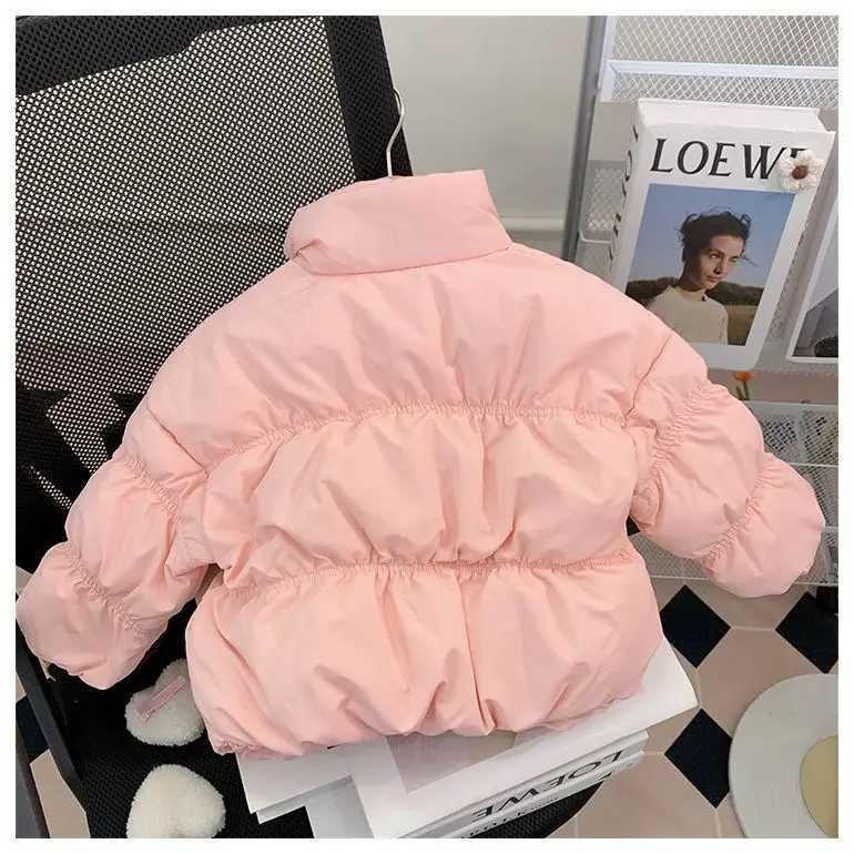 Down Coat Girls apron 2024 winter new childrens apron foreign natural gas jacket thick baby apron cute pink H241010