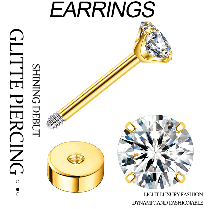 TUPMI CZ Screw Back Cartilage Earrings for Women,Tiny Silver Flatback Cubic Zirconia Stud Earrings Helix Earrings Cartilage Piercing Jewelry Gift for