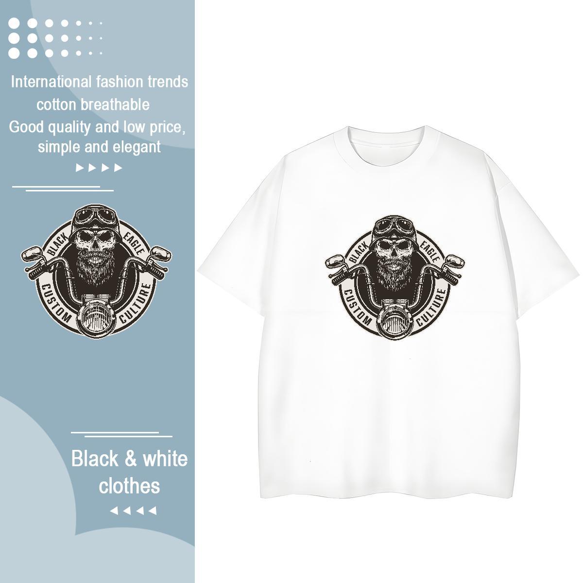 TOP Quality Women T Shirts 100% Cotton 230g Crew Neck Breathable Hip Hop Street skull Women Tees Female Anime Print Tops