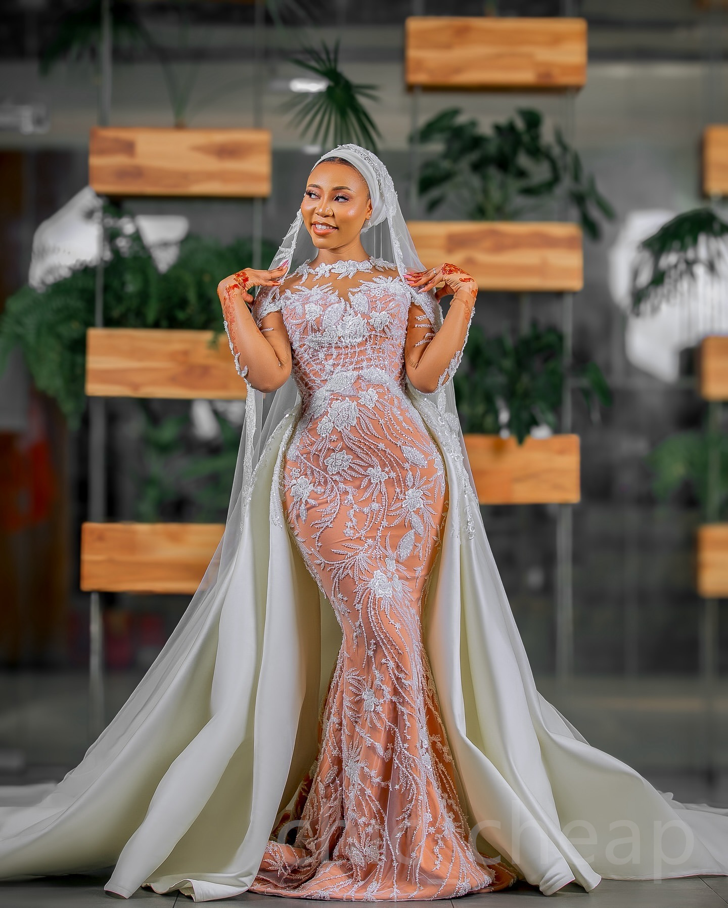 Aso Arabic Ebi Plus Size Off White Illusion Mermaid Wedding Dresses Lacefull Beaded Full Sleeves Vintage Elegant Bridal Gowns Dress ZJ