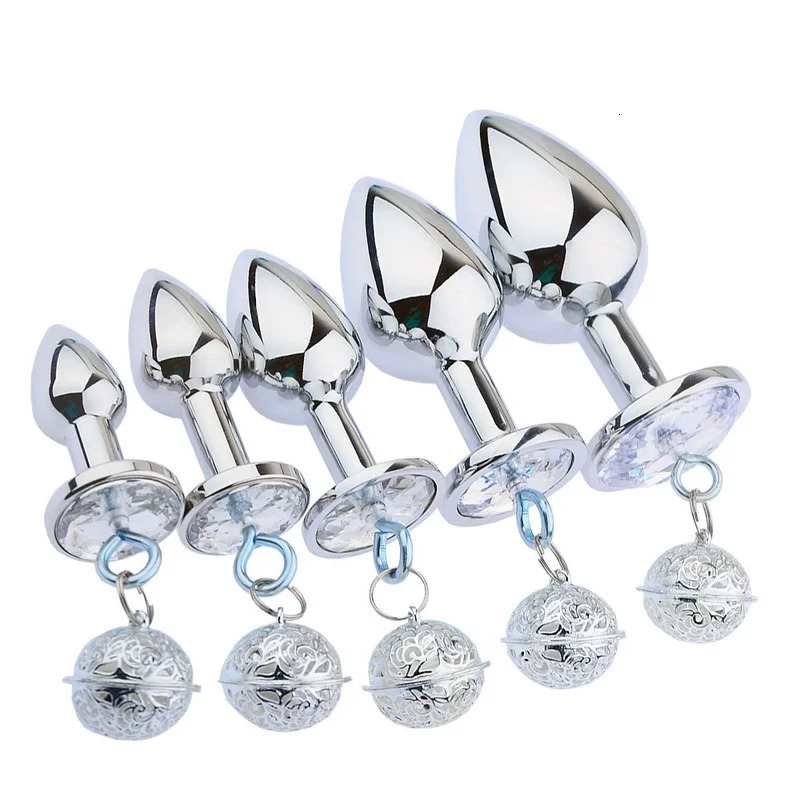 5 Sizes Stainless Steel Anal Plug Prostate Massager Butt Plug with Bell Nipple Clip Flirting Sex Toys for Couples Men Gay Women 241010