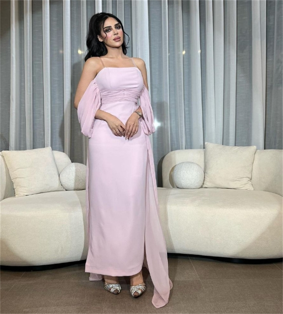 Charming Pink Saudi Arabic Evening Dress With Train Elegant Strapless Abaya Turkey Prom Dress 2025 Engagement Birthday Formal Occasion Cocktail Party 