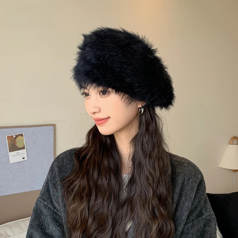 Womens beret comfortable plush decoration no Brim loose suitable for warm autumn and winter painter hats 241007