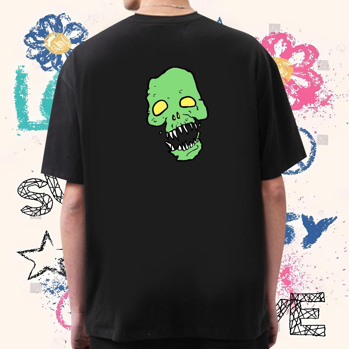 Comfortable T-Shirts 230g 100% Cotton skull Beach Customized Short Sleeve O-Neck Men Clothes T-Shirt New Arrival Tops