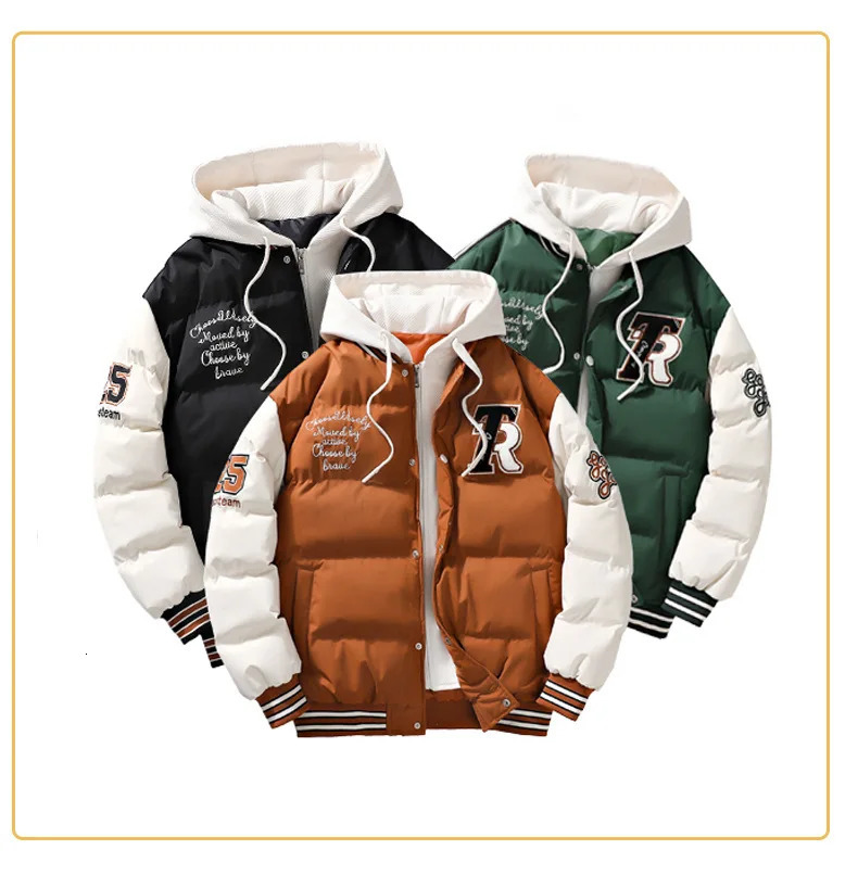 Mens Parka cotton apron jacket hooded letter embroidered zipper pocket cold resistant jacket mens street jacket fashionable selling 241007