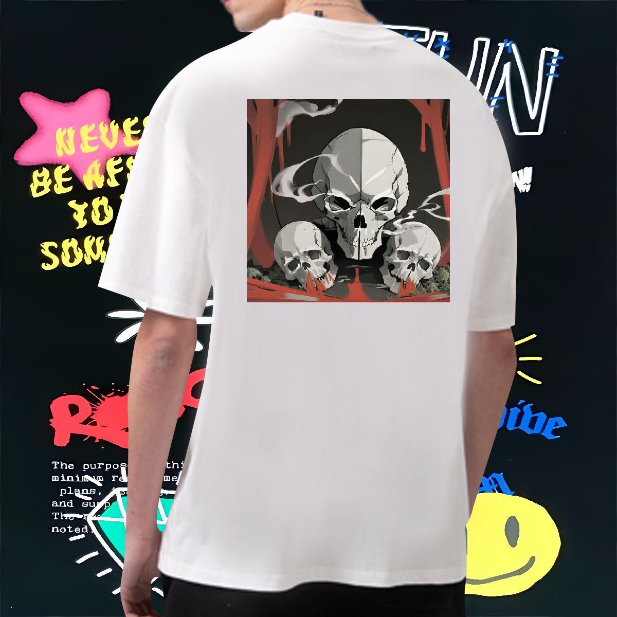 Soft Mens T Shirts 230g Cotton skull Summer Casual Customized Print Breathable Men Tops Tees Free Shipping Tops Shirt
