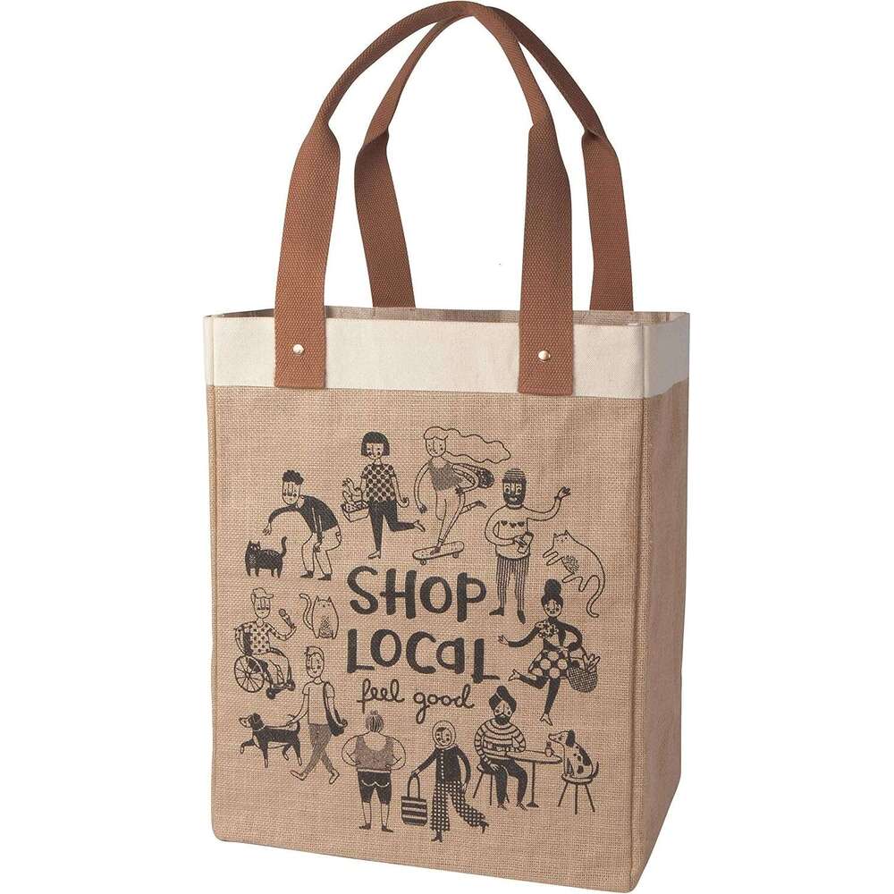 Now Designs Shop Local Reusable Shopping Tote, Laminated ing, 13.5x17 x8.5 inch