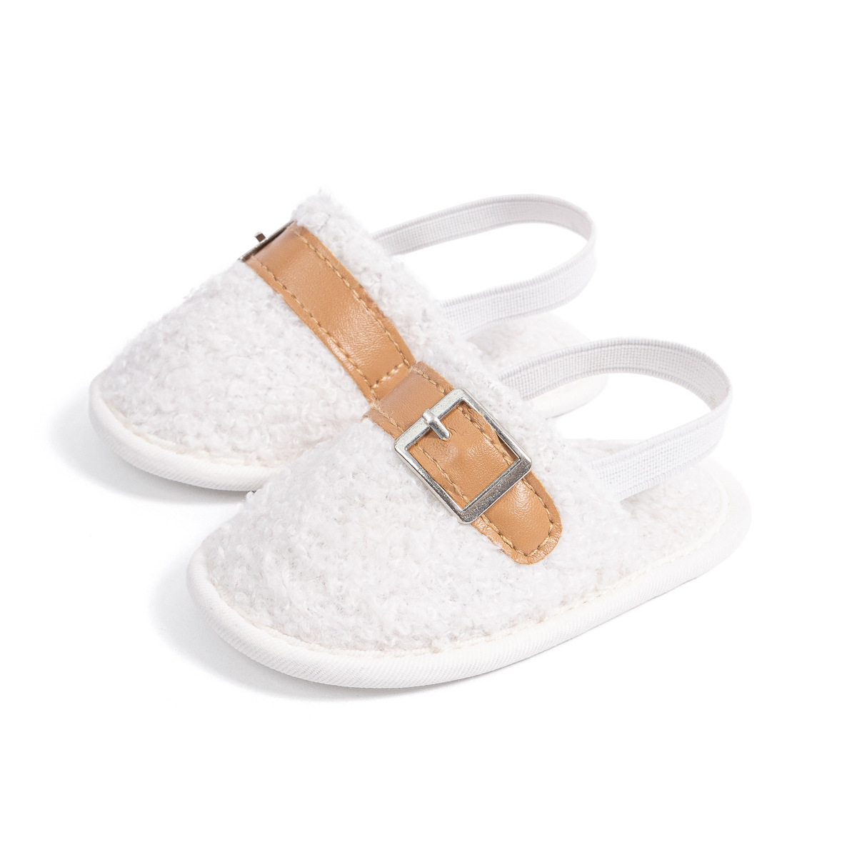 Fluffy Baby Slides Slippers Soft Plush Warm Hoop and Loop Elastic Band House Shoes for Toddlers Infant Winter House Home Indoor cutefeet Slipper Shoes