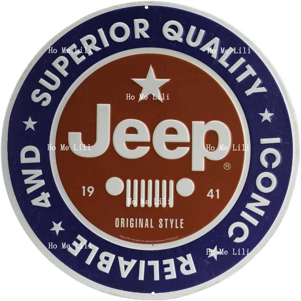 Jeep Round Metal Sign Vintage Plaque For Garage Or Man Cave Wall DecorXJ241010