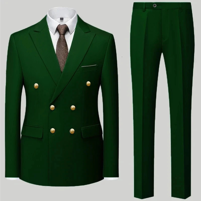 mens casual boutique double corset mens/mens business suit jacket pants 2-piece set 241009