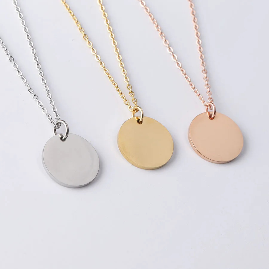 10 pieces of 45-60cm stainless steel mirror polished necklace with PVD galvanized disc pendant necklace 240929