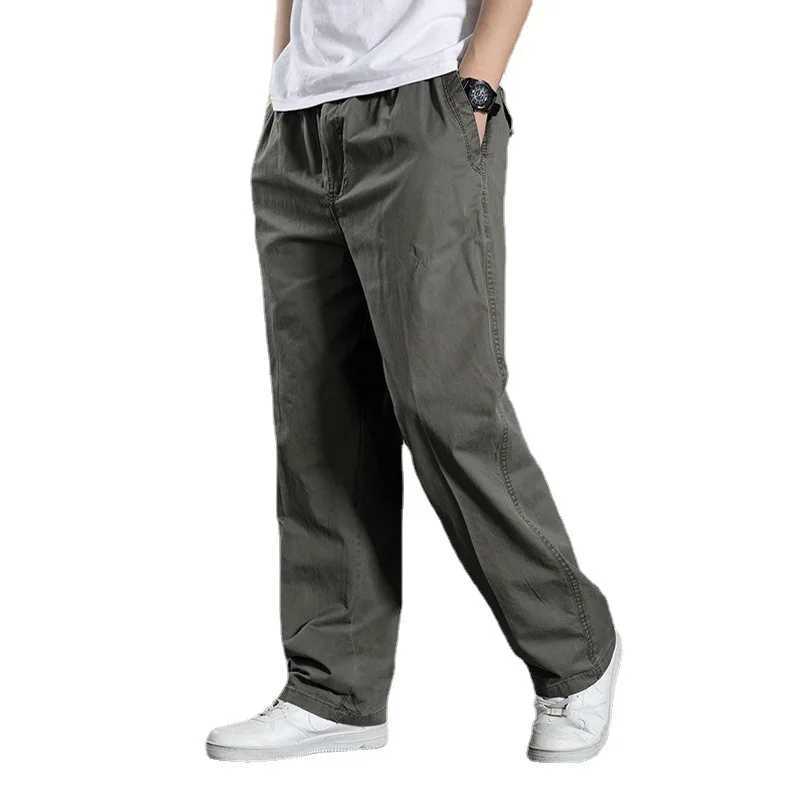 Spring and Autumn Thin Mens Casual Pants Extra Large Loose Middle aged and Elderly Mens Pure Cotton Straight Pants W241009