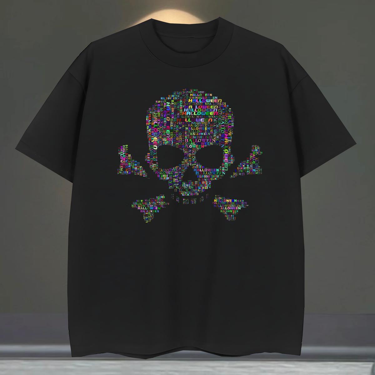Unisex T Shirt For Man 230g Cotton skull Home Outdoor Asian Size O Neck Short Sleeves Men Tshirts DIY Tops Tees