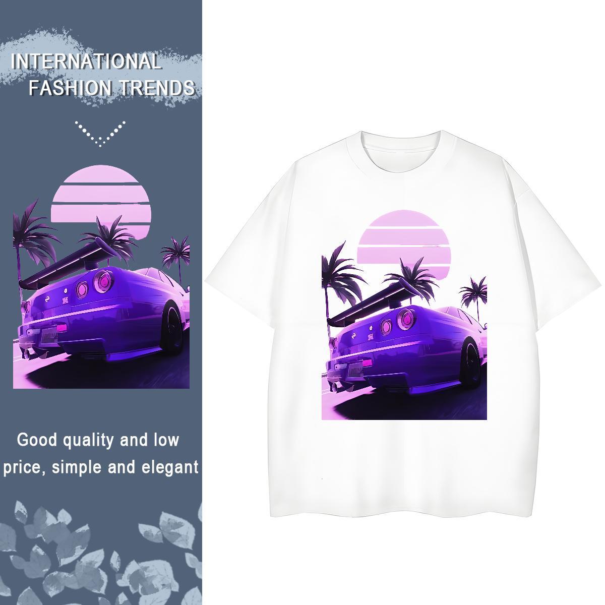 Loose Mens T Shirts 230g Pure Cotton car Spring Summer Custom Printing Crew Neck Men Tops Tees Fashion New Clothings