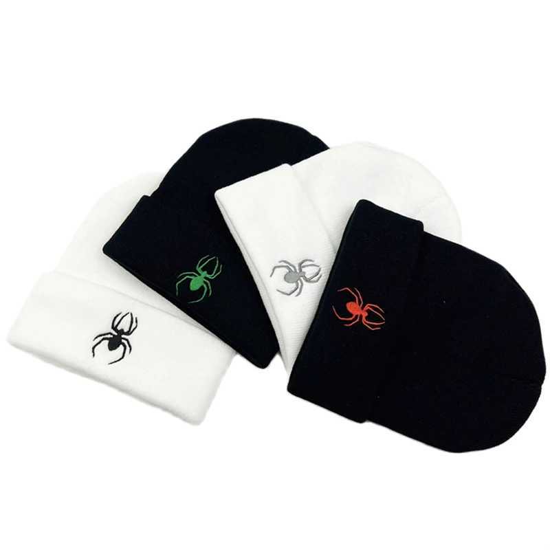 Beanie/Skull Caps Autumn Winter Spider Embroidery Knitted Hats Keep Warm Beanie Hat for Men Women H241010