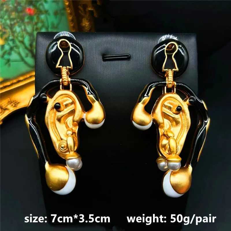 Dangle Chandelier Exaggerate Eye Lips Nose Brass Stud Earring for Gold Color Heavry Metal Women Jewelry 2024 New Europe and United States H241010
