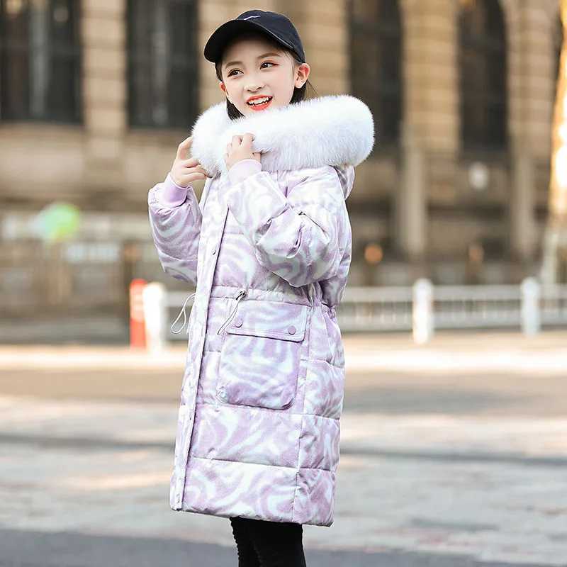 Down Coat 2024 Winter Thicken warm Down jacket s toddler girl clothes Parka Hooded Children clothing Outerwear snow suit faux fur coat H241010