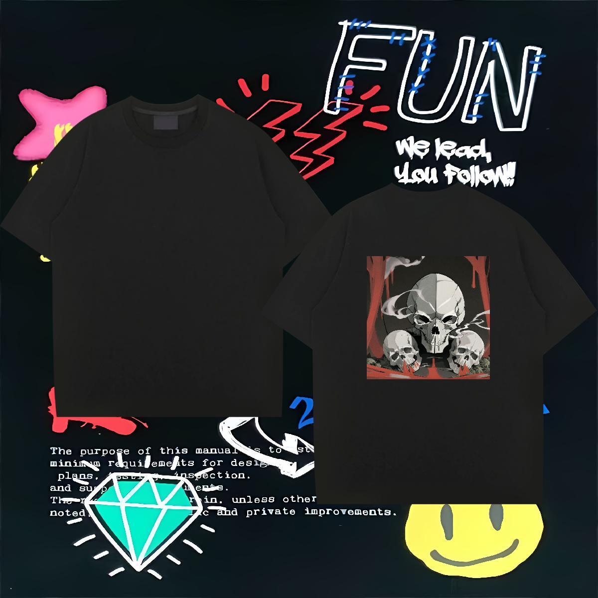 Soft Mens T Shirts 230g Cotton skull Summer Casual Customized Print Breathable Men Tops Tees Free Shipping Tops Shirt