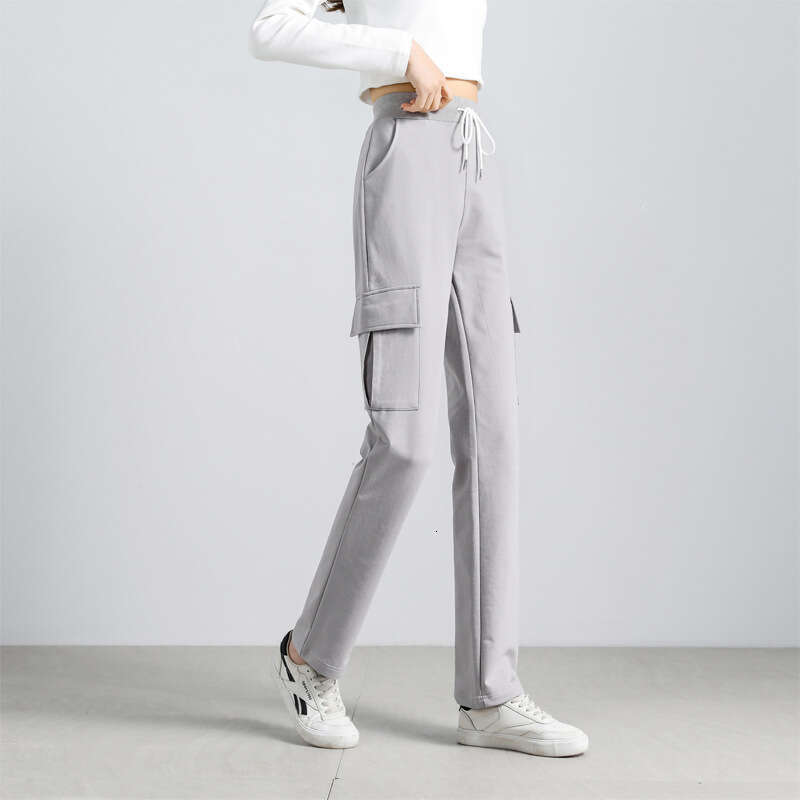 Work for Women in Spring Autumn 2022 New Style Slim High Waisted Small Loose Straight Leg Sports and Leisure Pants Printing Solid Color All-match Mode