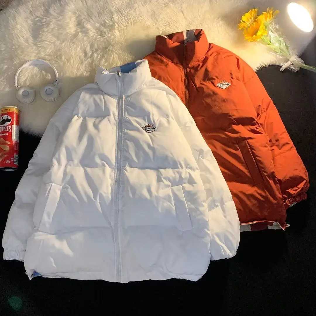 Men's Down Parkas South Korean mens winter double-sided printed jacket original thick and thin fashion niche couple cotton padded jacket Y241009N