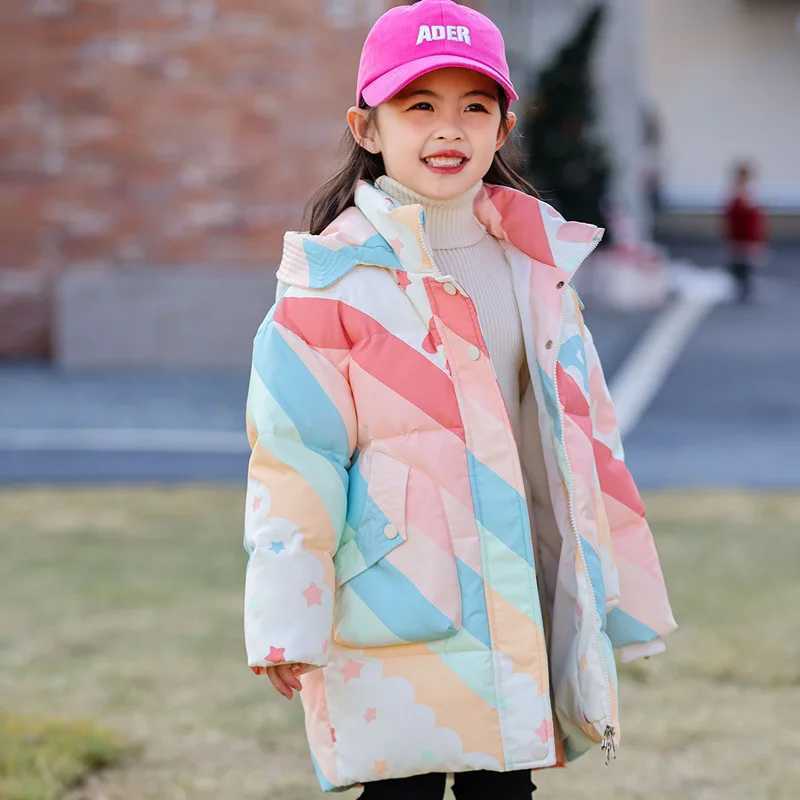 Down Coat 2024 Winter Girls Down Jacket Thick Warm Printed Winter Jacket for Preschool Girls 2-5 Years Old Baby Girls Park H241010