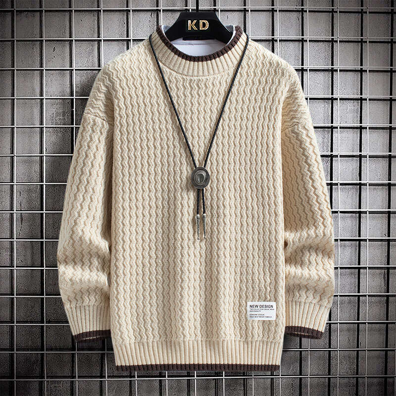 Autumn And Winter Sweaters For Men, Korean Style Trendy Solid Color Woolen Clothes, Loose Autumn And Winter Round Neck Jackets, Knitted Sweaters For M