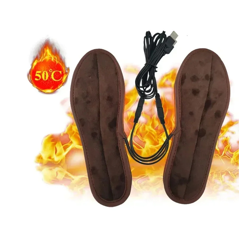 1 Pair Insoles Electric Heated Shoe Insoles Warm Socks Feet Heater USB Foot Winter Warmer Mh56 Camping Hiking Accessories 241010