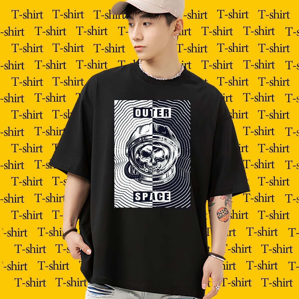 Free Shipping T Shirts Men 230g 100% Cotton skull Daily Wear Oversized 3XL 4XL Breathable Short Sleeve Tshirts Classic Casual Tops