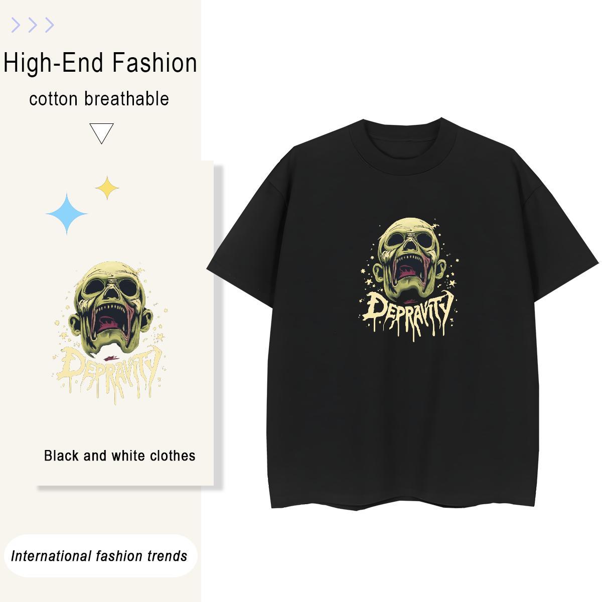 Factory Direct T shirt 230g Cotton Breathable Soft Hip Hop Street skull Couples T Shirts Popular Custom Printed Tops Shirt