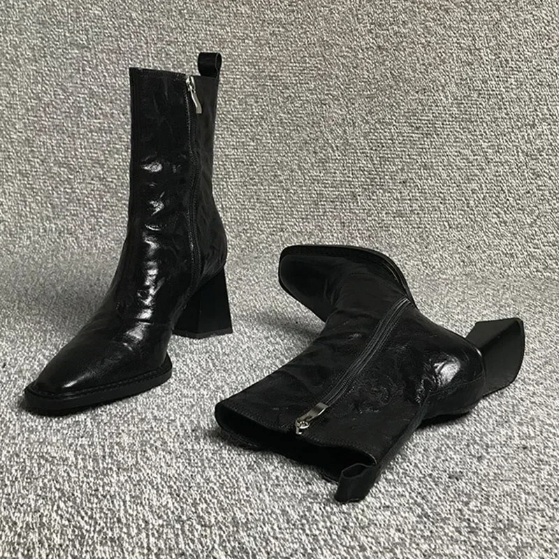 High heels ankle boots womens shoes Pointed Toe trend fashionable cleaning