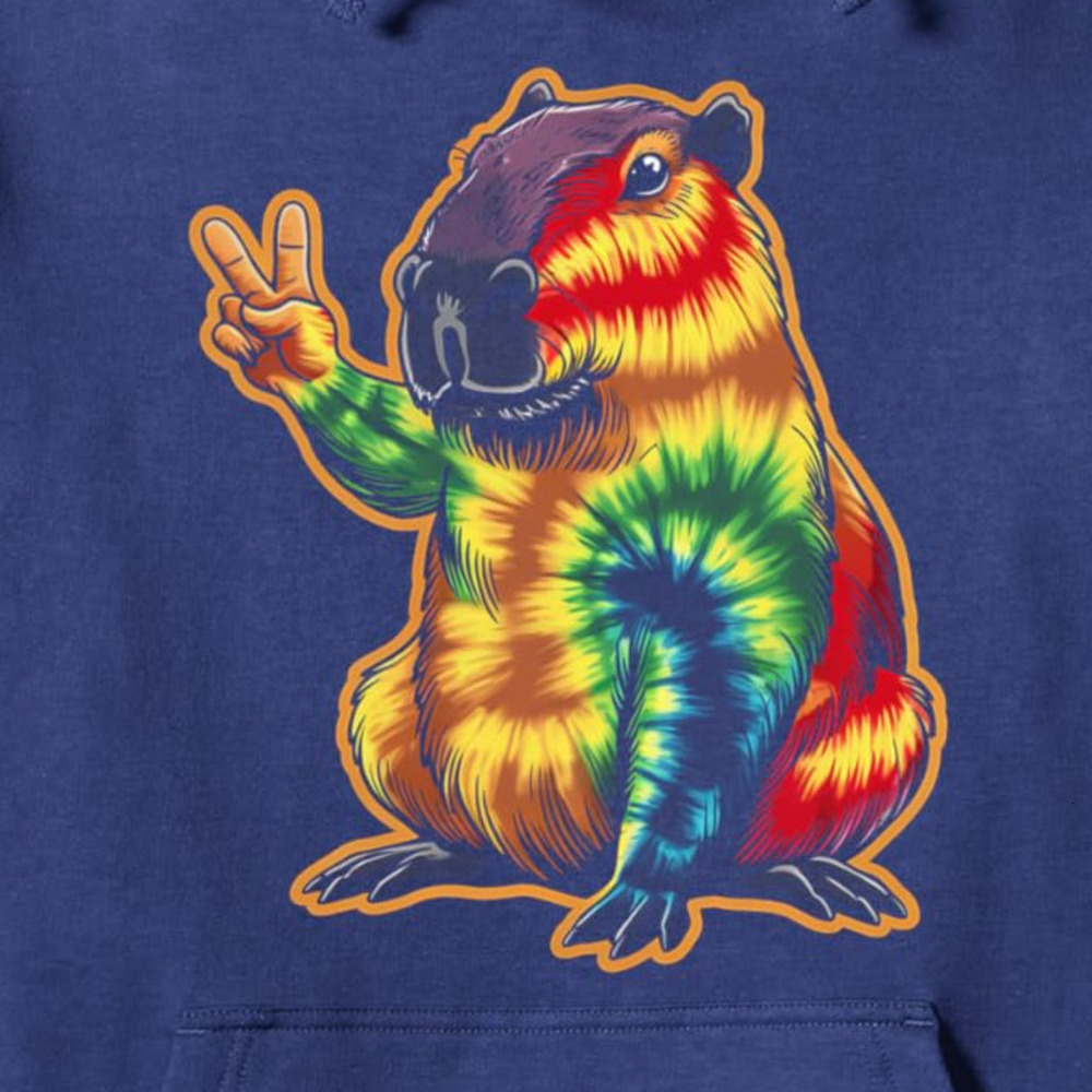 Hoodie for Mens Womens Capybara Rodent Animal Tie Dye Peace Sign Gifts Pullover Hoodie Graphic Hoodies sweatshirt Pullover Long Sleeve