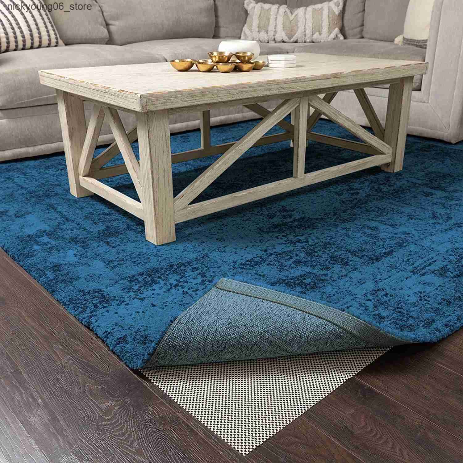 Non-Slip Bath Mats Ultra Anti Skid Area Rug Pad Non-slip Carpet Mat Grippers Floor Protection Cushion Washable PVC Foaming Sofa Yoga Mat Carpet Pad L2