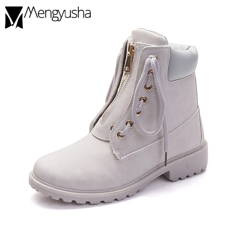 British Winter Work Riding Boots Women 5 Colors Famous Designer Two Wear Ankle Booties Front Zip Lace-Up Flat Botas Shoes Bottes Slippers