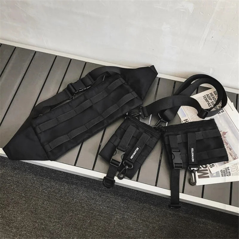 Multi functional tactical cross body bag mens Harajuku fashion Techwear detachable chest bag hip-hop waterproof waist bag 241008
