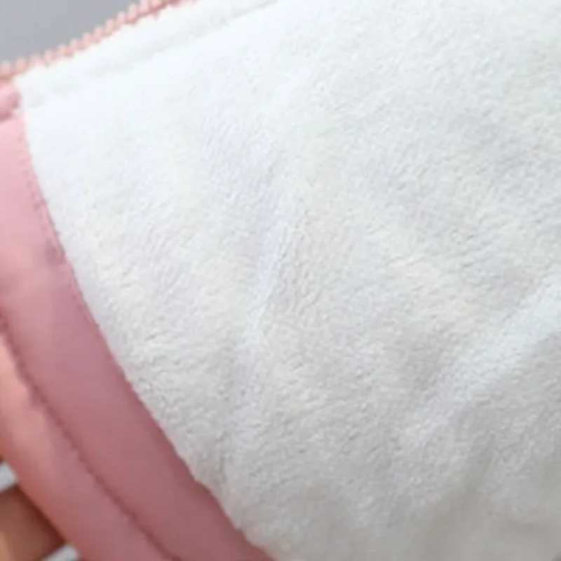 Down Coat Autumn and winter childrens coat hooded zipper warm cotton jacket plush thick girls clothing pink yellow cute long coat top H241010