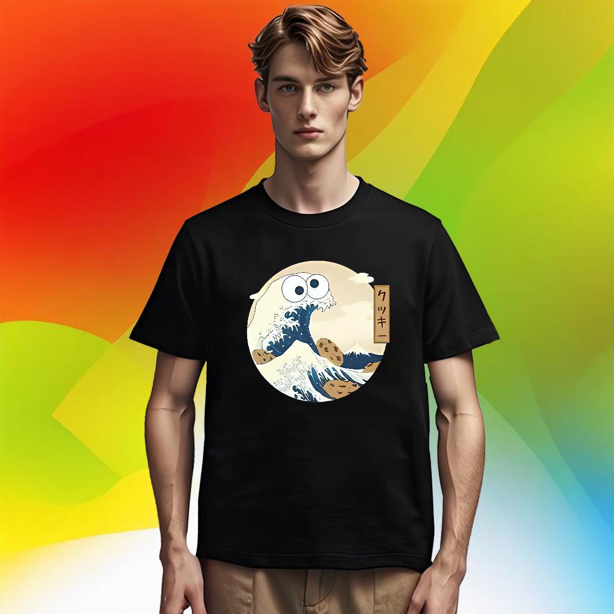 Cool T-Shirts 230g Pure Cotton sea wave Spring Summer Black White O Neck Short Sleeves Men Tops Tees 2024 Designer Clothes