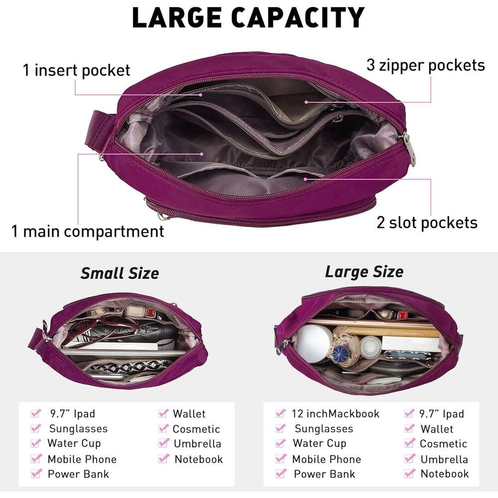 Women's Shoulder Bags with RFID Anti Thief Pocket Casual Handbag Travel Bag Messenger CrossBody Purse for Women