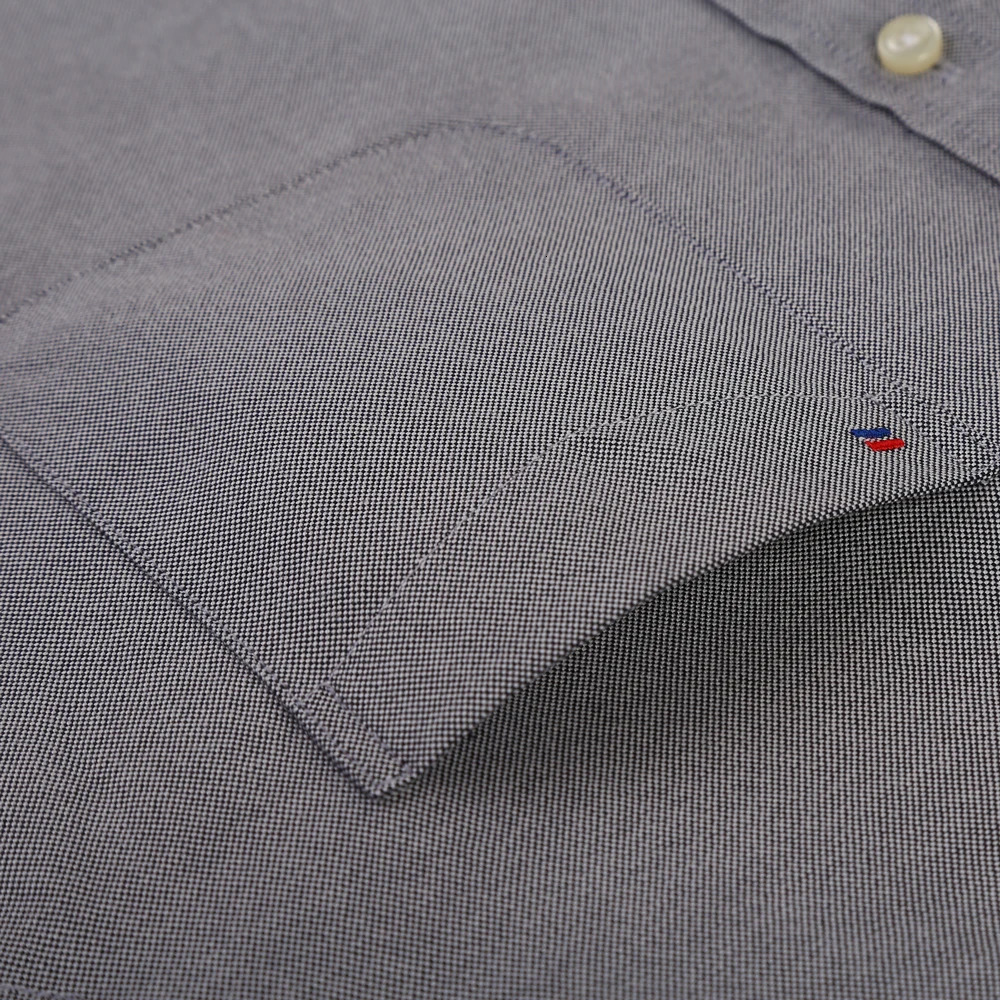 Mens Fashion Long Sleeve Solid Oxford Shirt Single Patch Pocket Simple Casual Standard-fit Button-down Collar Shirts 241010