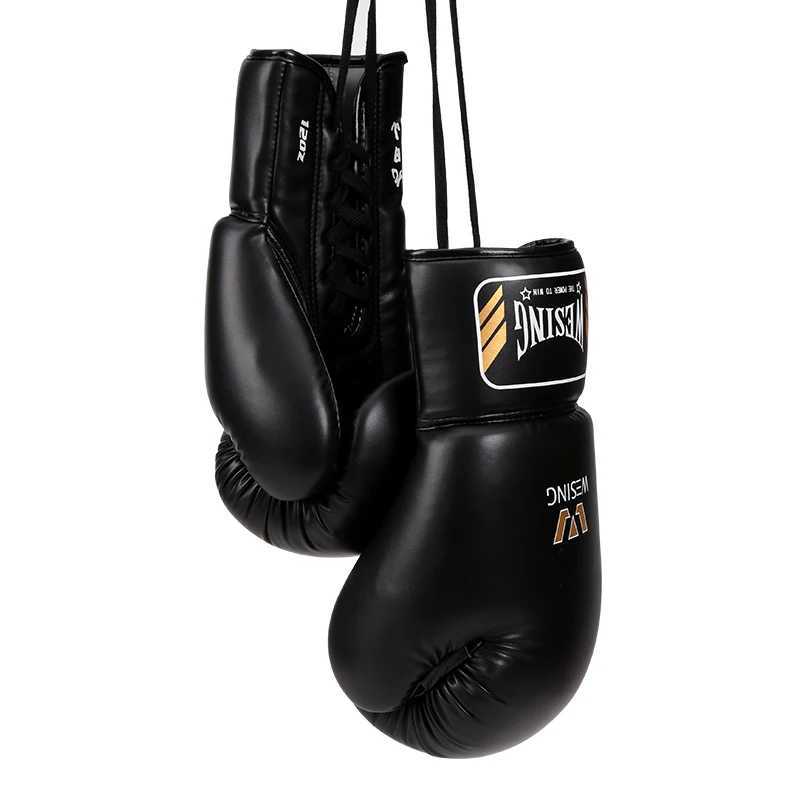 Wesing lace boxing gloves professional tie style sports gloves large-sized match leather training Muay Thai W241010