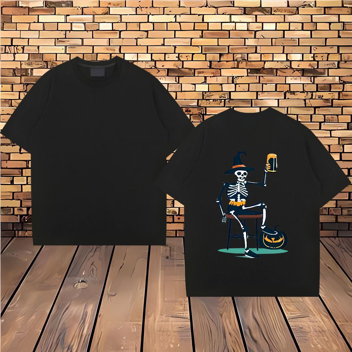 Comfortable Men T Shirts 230g 100% Cotton skull Hip Hop Anime Round Neck Short Sleeve Men Tshirts Fashion Tops Shirt