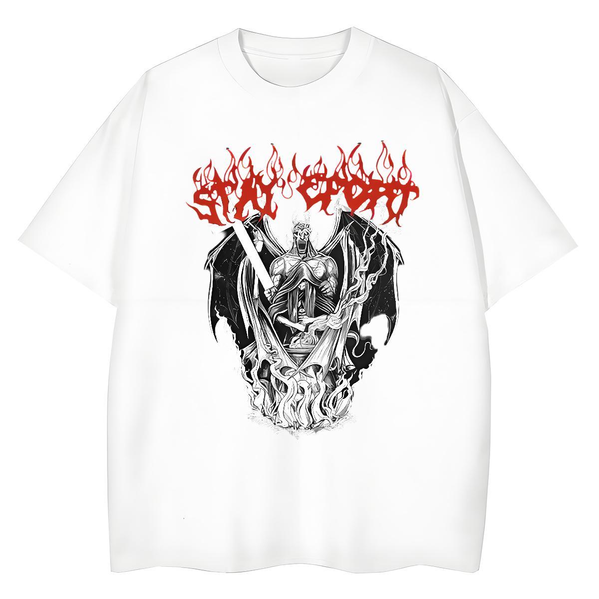 Fashion Casual T-Shirts 230g Cotton Breathable Crew Neck Daily Wear skull Women Tees Loose Custom Print Plus Size Clothes Shirt