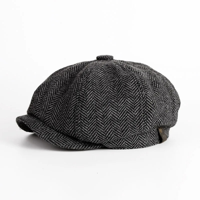 CHRLCK unisex autumn winter s boys hat mens and womens warm coarse tweed octagonal detective retro flat Chapeau 241009