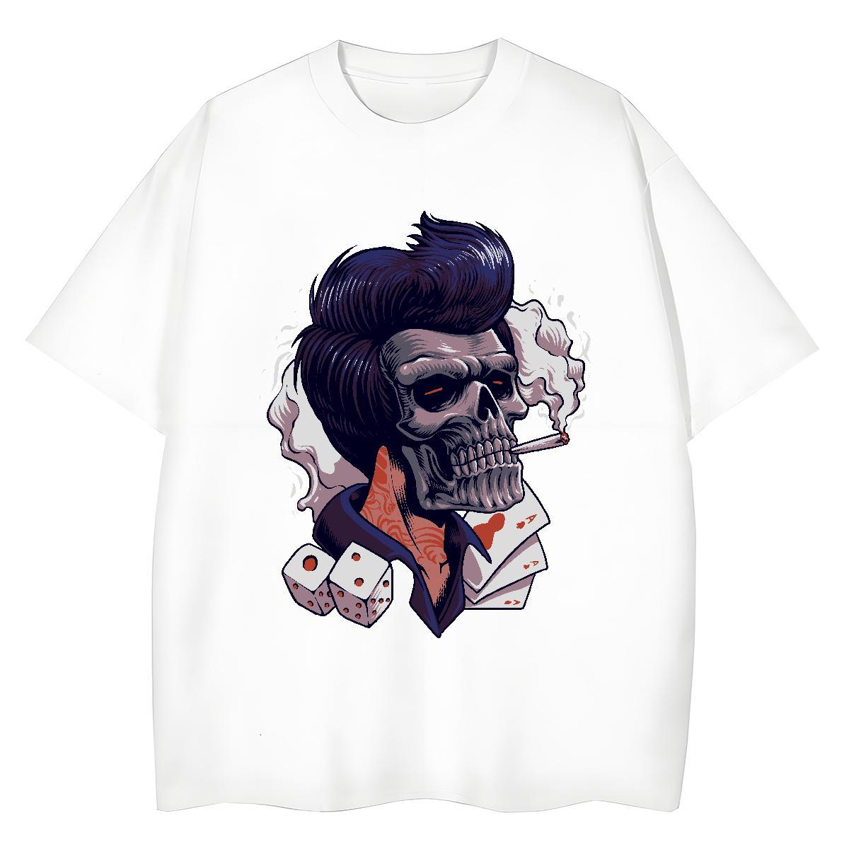 Brand Men T Shirts 230g Cotton skull Anime Printing Street DIY Anime Breathable Crew Neck Men Clothes T-Shirt Designer Tees Shirts