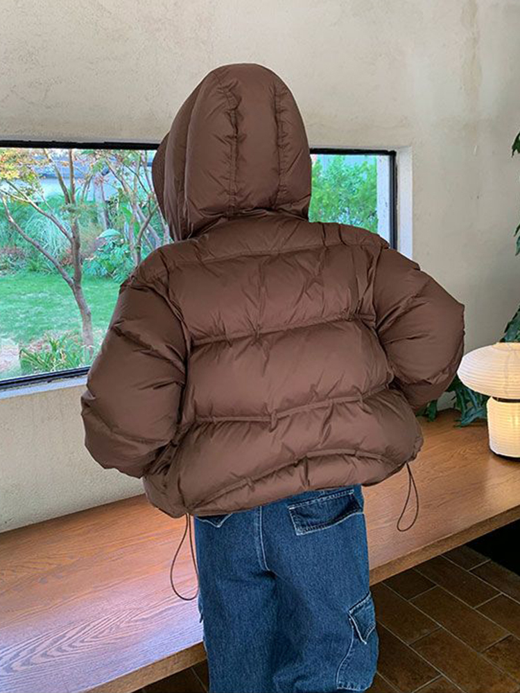 2023 Winter Women's Down Jackets Casual Coat Hooded Female Puffer Jacket Cotton Padded Parka Windproof Warm Outwear