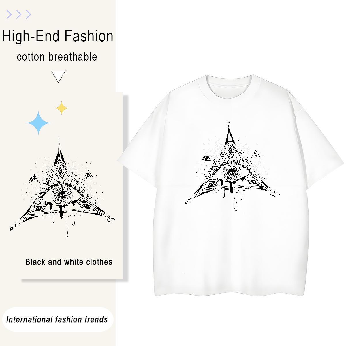 DIY T Shirt For Woman 230g Pure Cotton Short sleeve Soft Beach eye of the devil Tshirt for Man Woman Designer Nice DIY Logo Clothings