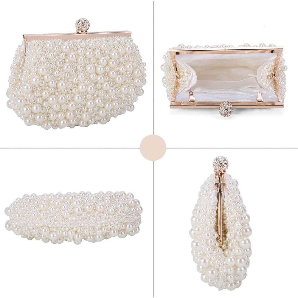 Pearl Cutch Purses for Women Evening Bags Formal Beaded Wedding Bridal Purse Ladies Prom tail Party Handbag