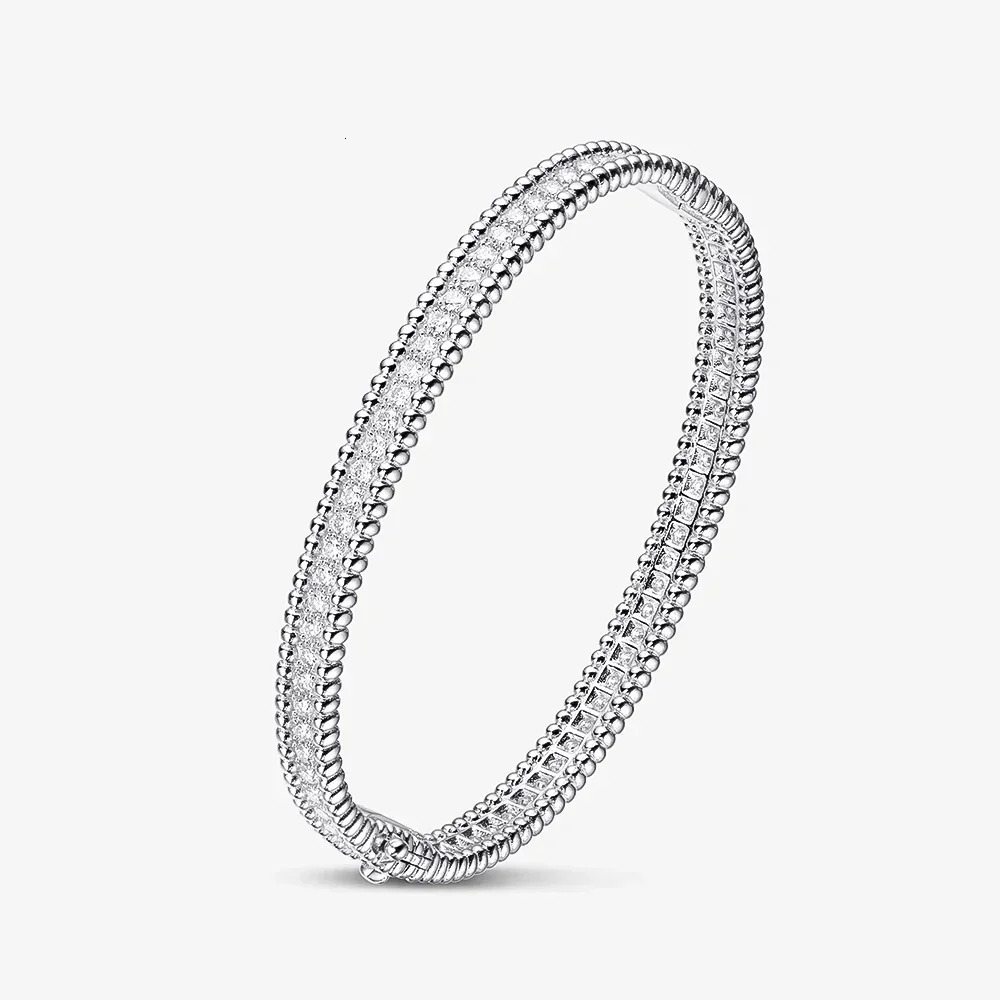Light 925 sterling silver 2mm all silica womens bracelet 18k white gold-plated diamond bracelet 240929
